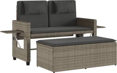 Immagine prodotto di vidaXL Panchina da giardino regolabile con cuscino Grigio Poli Rattan