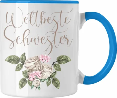Produktbild von Trendation - Weltbeste Schwester Tasse Geschenk Schwesterherz Lustiger Spruch Geburtstag Schwester (Blau)