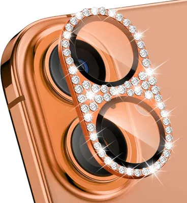 Obrázok produktu pre Ochranné sklo fotoaparátu pre Apple iPhone 17 z kovu s diamantovým vzorom, oranžové