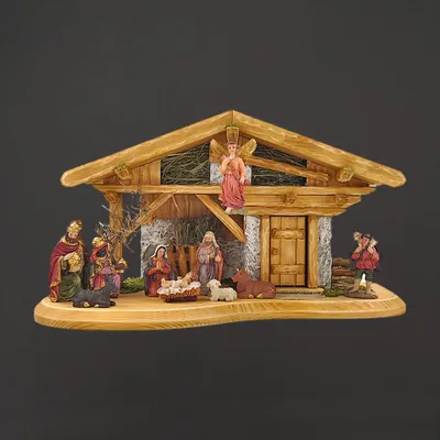 Produktbild von Holzkrippe mit Figuren 44 cm