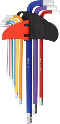 Image de Jeu de clés Allen, tête sphérique 1,5-10 mm, 9 pièces