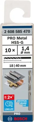 Immagine prodotto di Trapano elicoidale Bosch PRO Metal HSS-G, 1,4x18