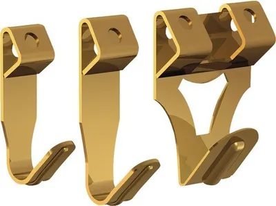 Produktbild von 12 Stück Wandhaken für Bilder aus robustem Metall, Gold, in 3 Größen, inkl. Nägel