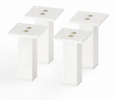 Produktbild von 4er Set sossai Aluminium Möbelfüße 100mm in Weiß Schrankfüße Sockelfüße