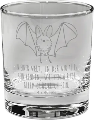 Produktbild von Mr. & Mrs. Panda Glas Fledermaus Flügel - Transparent - Geschenk, gravur, Longdrinkglas, Gute Laune, Gin, Cocktailglas, Trinkglas