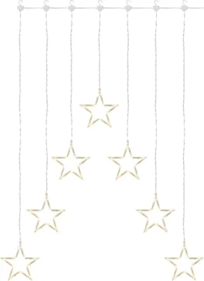 LED Weihnachtsvorhang – 7 Sterne, 67x125 cm, Innen, warm-weiß