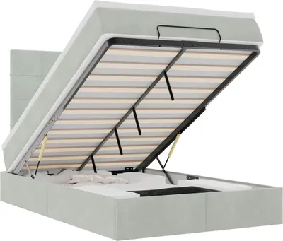 Obrázek produktu pro vidaXL Osmanská postel s matracemi a LED diodami světle šedá 120x190 cm sametová