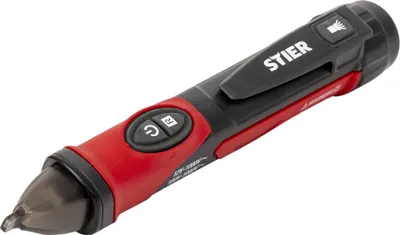 Produktbild von STIER berührungsloser Spannungsprüfer, 12 bis 1000V AC, IP67, mit Taschenlampe, Phasenprüfer, energieeffizient