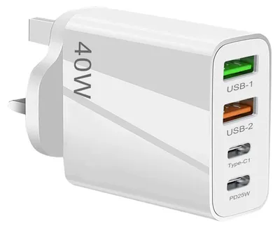 Immagine prodotto di Caricabatterie con 2 porte USB-A e 2 porte USB-C