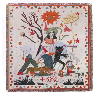Obrázok produktu pre Tkáná bavlnená prikrývka s franjami v bohémskom štýle, rozmer 160 x 130 cm