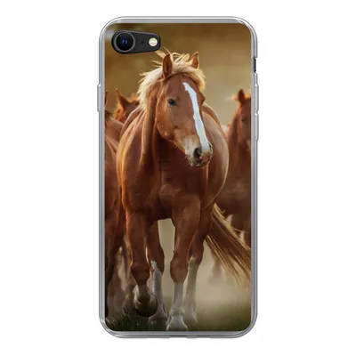 Produktbild von MuchoWow® Handyhülle Schutzhülle Hülle für iPhone SE 2020 Pferde - Licht - Natur Silikon Softcase Handy Hülle - Kartenbesitzer