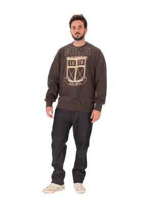 Productafbeelding van Diesel herenhoodie, donkergrijs, 100% katoen met logo-opdruk