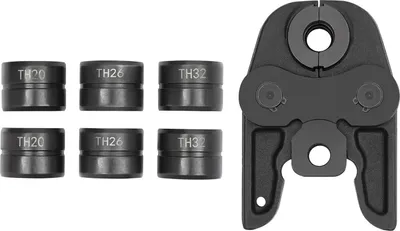 Obrázek produktu pro Lisovací čelisti pro hydraulické lisovací kleště – TH16-20-26-32 – kalená ocel – pro trubky PEX – max. otevření 4,1/4,35/4,45/4,9 cm – černá barva