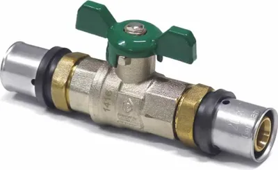 Produktbild von Pressfitting Kugelhahn 20mm grün mit Flügelgriff