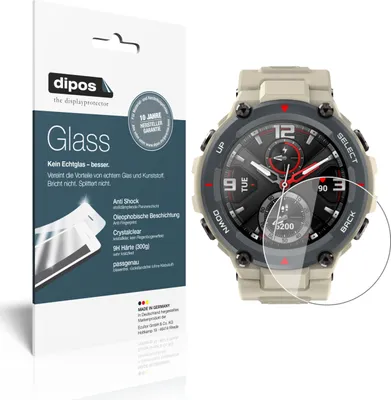 Produktbild von 2x Schutzfolie für Huami Amazfit T-Rex - Anti-Shock 9H Folie dipos Glass Kunststoffglas