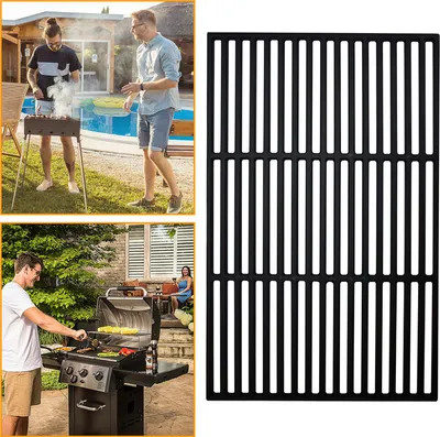 Obrázek produktu pro Clanmacy litinový grilovací rošt čtvercový 54x34cm, smaltovaný litinový rošt pro gril na dřevěné uhlí