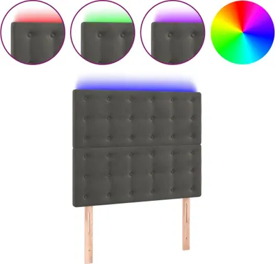 Produktbild von vidaXL LED Kopfteil Dunkelgrau 90x5x118/128 cm Samt