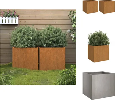Image de vidaXL Bac à plantes 2 pcs. 32x30x29 cm acier corten - Pots de fleurs & bacs à plantes