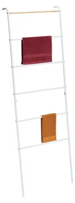 Produktbild von Handtuchleiter Metall 6 Sprossen, Wäscheleiter Handtücher, Kleidung, HBT: 160,5x55,5x10 cm, Bad Leiter, weiß