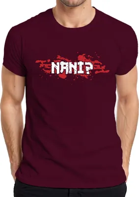 Zdjęcie produktu dla NANI? Anime Manga Estetyka Otaku Japonia Meme Gaming Japońska koszulka męska, bordowy, 3XL