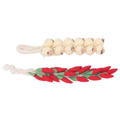 Imagen del producto de Casa de muñecas con ajo, Casa de muñecas con verduras, Mini casa de muñecas con ajo, Miniatura de verduras para casa de muñecas, Miniatura de verduras, Mini chile artificial
