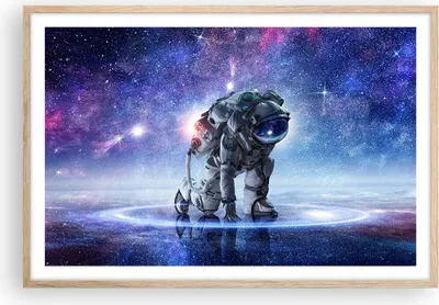 Produktbild von Gerahmtes Poster - Rahmen in heller Eiche - Kosmonaut Weltraum - 91,5x61 cm - Wand Bild - Wanddeko - Wandbilder - Wandposter - Bilderrahmen - Bilder - Kunstdruck - Wandbild - P2NAA91x61-3985