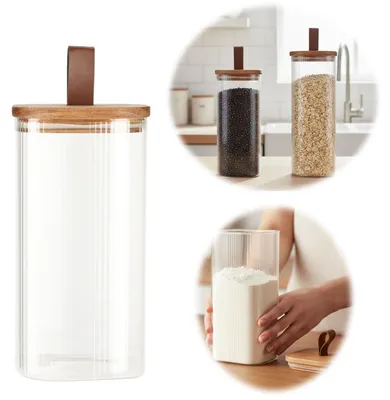 Produktbild von LS-LebenStil Vorratsdosen Borosilikat Glas 1900ml mit Holz-Deckel Vorratsglas Luftdicht Küche Organizer Aufbewahrungsbox Glasbehälter Küche Luftdicht