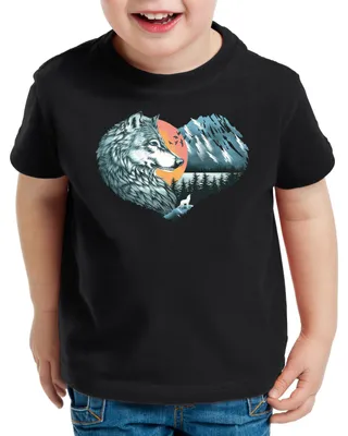 Produktbild von style3 Heart Animals - White Wolf T-Shirt für Kinder