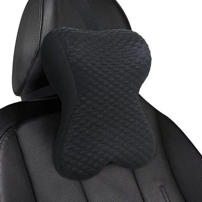 Obrázok produktu pre Uniqoos® Pamäťová podpora krku pre auto, herné stoličky a kancelárske stoličky – ergonomická podpora krku vyrobená zo 100% pamäťovej peny, nastaviteľný popruh (3 polohy), snímateľný a prateľný poťah, čierna farba