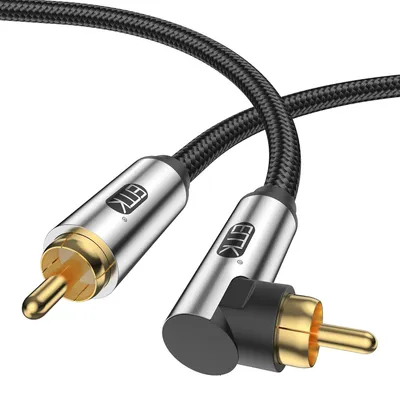 Productafbeelding van 90 graden subwooferkabel 1 meter, RCA mannelijk naar mannelijk digitale coaxiale audiokabel