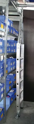 Produktbild von Günzburger Steigtechnik Stufen-Regalleiter drehbar für Doppelregal 8 Stufen - 044508