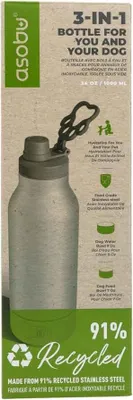 Produktbild von Asobu - Dog Bowl Buddy - recycelte Edelstahlflasche mit 2 Näpfen Silber