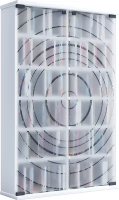 Obrázok produktu pre Drevený stojan na CD DVD Regálová skriňa Sklenené dvere Tilano L