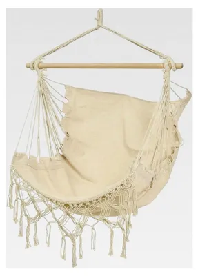 Produktbild von Hängesessel Ibiza mit Fransen in Beige im Boho-Stil für Outdoor und Camping