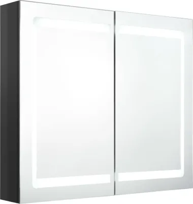Produktbild von vidaXL LED-Spiegelschrank fürs Bad Glänzend Schwarz 80x12x68 cm