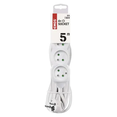 Prodlužovací kabel 5 m / 4 zásuvky / bílý / PVC / 1 mm2