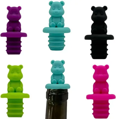Produktbild von Weinstopper – Little Bear Weinstopper – 5er-Pack – Flaschenverschluss – Vakuum-Weinstopper – Weinflaschenverschlüsse – Silikonverschlüsse