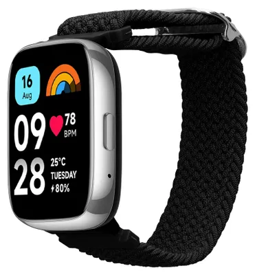 Produktbild von kwmobile Armband kompatibel mit Xiaomi Redmi Watch 3 Active - Nylon Fitnesstracker Sportarmband Band in Schwarz - Innenmaße von 14 - 22 cm