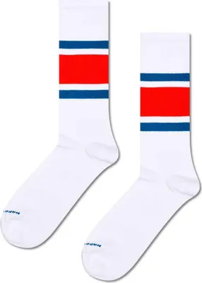 Obrázok produktu pre Happy Socks Simple Stripe Sneaker Crew ponožky White EU 41-46 Man White EU 41-46