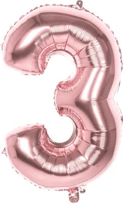 Produktbild von XL Folienballons Zahl 86 cm groß - Rose Gold - Luft oder Helium Luftballons Zahl 3 - Folienballon 86 cm