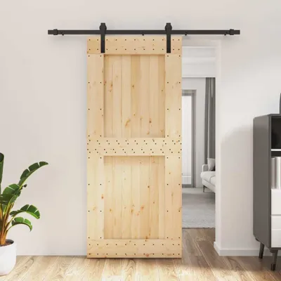 Zdjęcie produktu dla vidaXL Drzwi przesuwne z okuciem 90x210 cm lite drewno sosnowe
