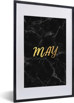 Produktbild von MuchoWow® Gerahmtes Poster Zitat - Kalender - Mai - Gold 40x60 cm - Poster mit Schwarzem Bilderrahmen Wandposter Rahmen Foto Bilder - Poster in Rahmen