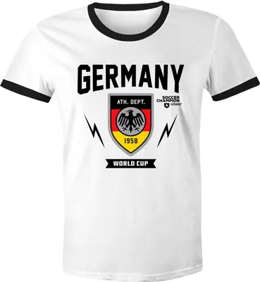 Produktbild von Herren WM-Shirt 2018 Deutschland Flagge Wappen Germany Retro Trikot-Look weiß-schwarz XL