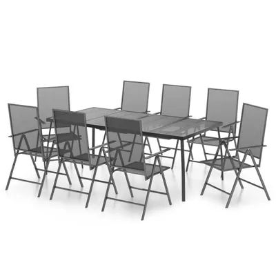 Immagine prodotto di vidaXL Set da pranzo da giardino 9 pezzi in acciaio antracite