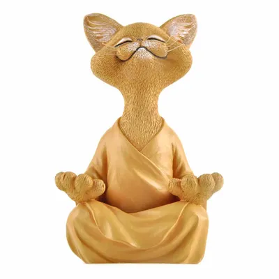 Produktbild von Buddha-Katzenstatue, Meditation, Yoga, Sammlerstück, Geschenk für Katzenliebhaber, Meditationsdekoration(Orange, 12,5 cm)