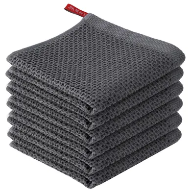 Produktbild von Set mit 6 waschbaren Geschirrtüchern, 30 x 30 cm, grau/schwarze Baumwolle