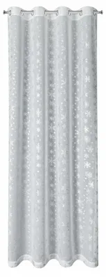 Image de Eurofirany Gardine : Rideau décoratif, motif flocons de neige, idéal pour Noël, avec œillets, couleur blanche, dimensions 140 x 250 cm