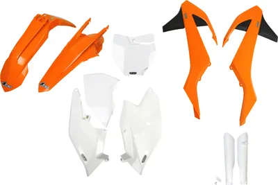 Produktbild von Verkleidungskit UFO PLAST 10-teilig Verkleidungssatz Kunststoff mit Gabelschutz für KTM SX SX-F Racing 125 - 450 ccm Bj. 2016 - 2018, Farbe:weiß / orange / schwarz - 3