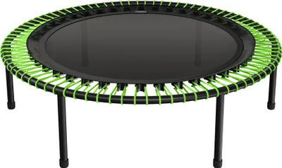 Image de trampoline de fitness bellicon 112cm (vert) avec suspension par anneaux de corde jusqu'à 90kg (medium) | Pieds pliants pratiques | Cadre en trois parties | Fabriqué en Allemagne