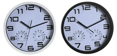 Wanduhr, 25,5 x 4 x 25,5 cm, Polystyrol, schwarz-weiß